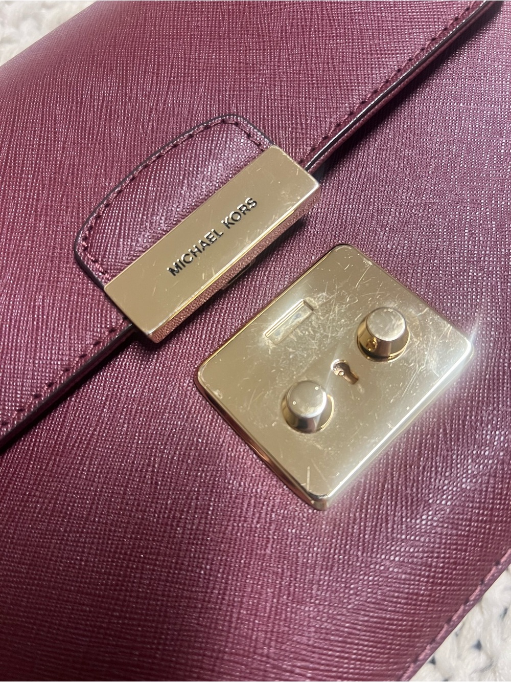 Michael Kors Brandi Medium Saffiano Leather Shoulder Bag In Merlot - Picture 5 of 9
